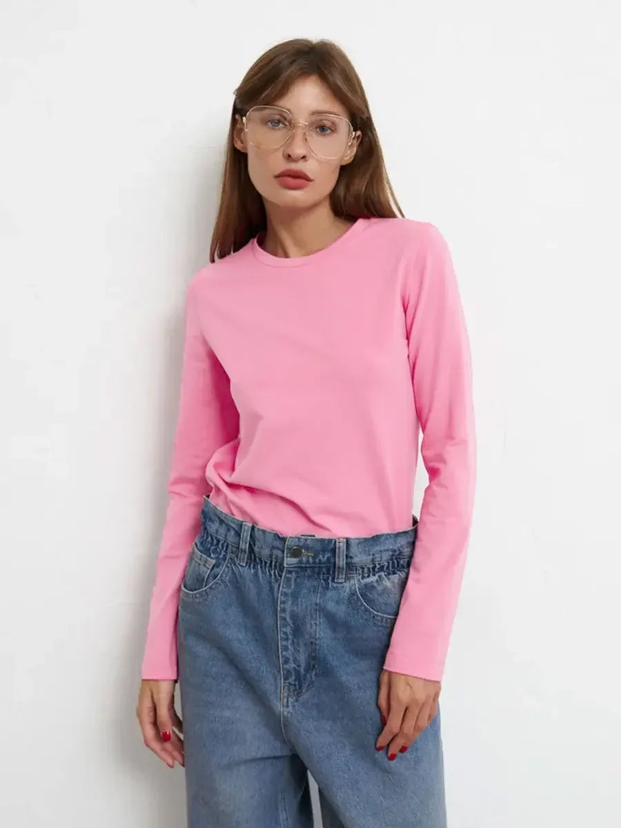Wolfeel Women's Spring Autumn 100% Cotton T-shirt  Long Sleeve Loose Tops Shirts