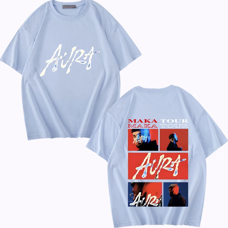 Rapper Maka Aura 2025 Tour Merch T Shirts  men women Oversized 100% Cotton Hot sale short sleeve Summer  Unisex plus size tops