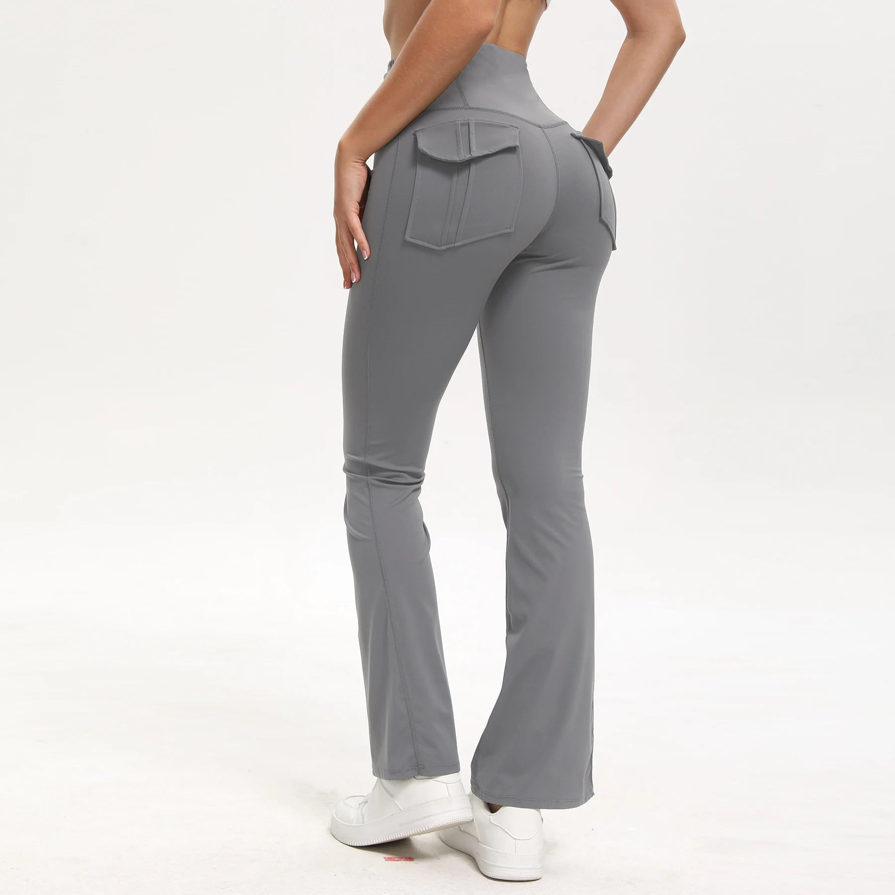 Women's High Waisted  Pants with Pockets Tummy Control Bootcut Leggings for Gym Fitness Casual Wear