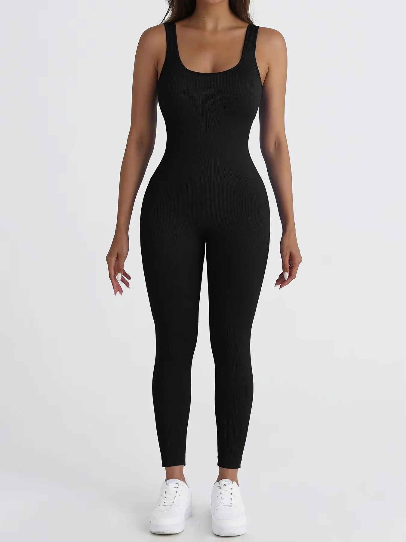 Women's shapewear jumpsuit slim fit square neck sleeveless summer jumpsuit ribbed yoga suit sports outdoor casual clothing