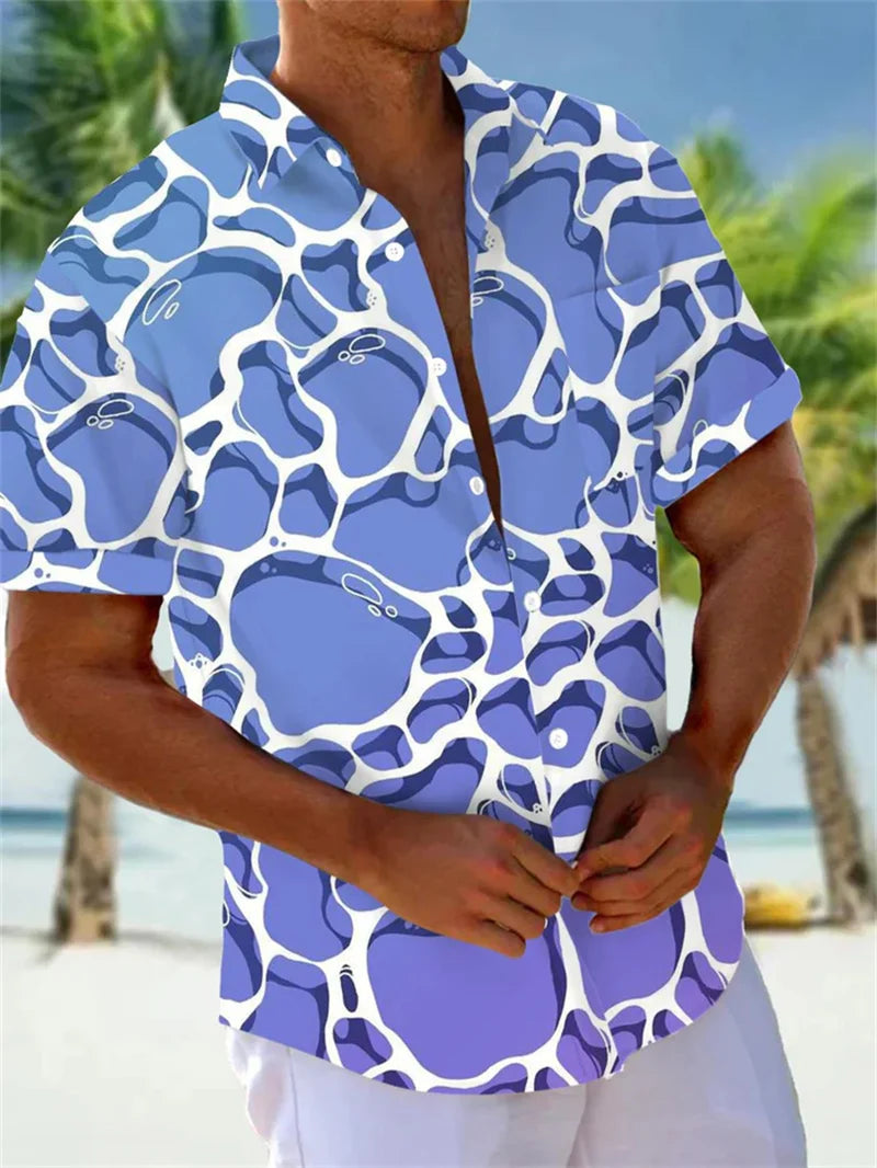 Men's Fashion Collar Shirt Fun Animal 3D Printed Shirt Casual Short Sleeve Oversized Men's Fashion Top