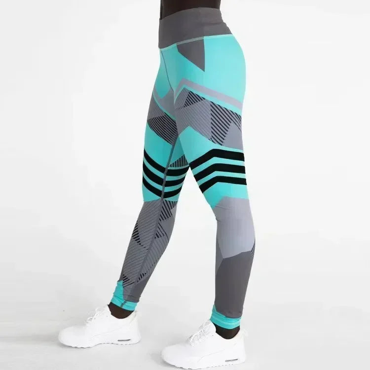 Women Quick Dry Sport Fitness Leggins Geometric Printed Sports Pants Yoga Pants Leggings Slim Tights Trousers For Women