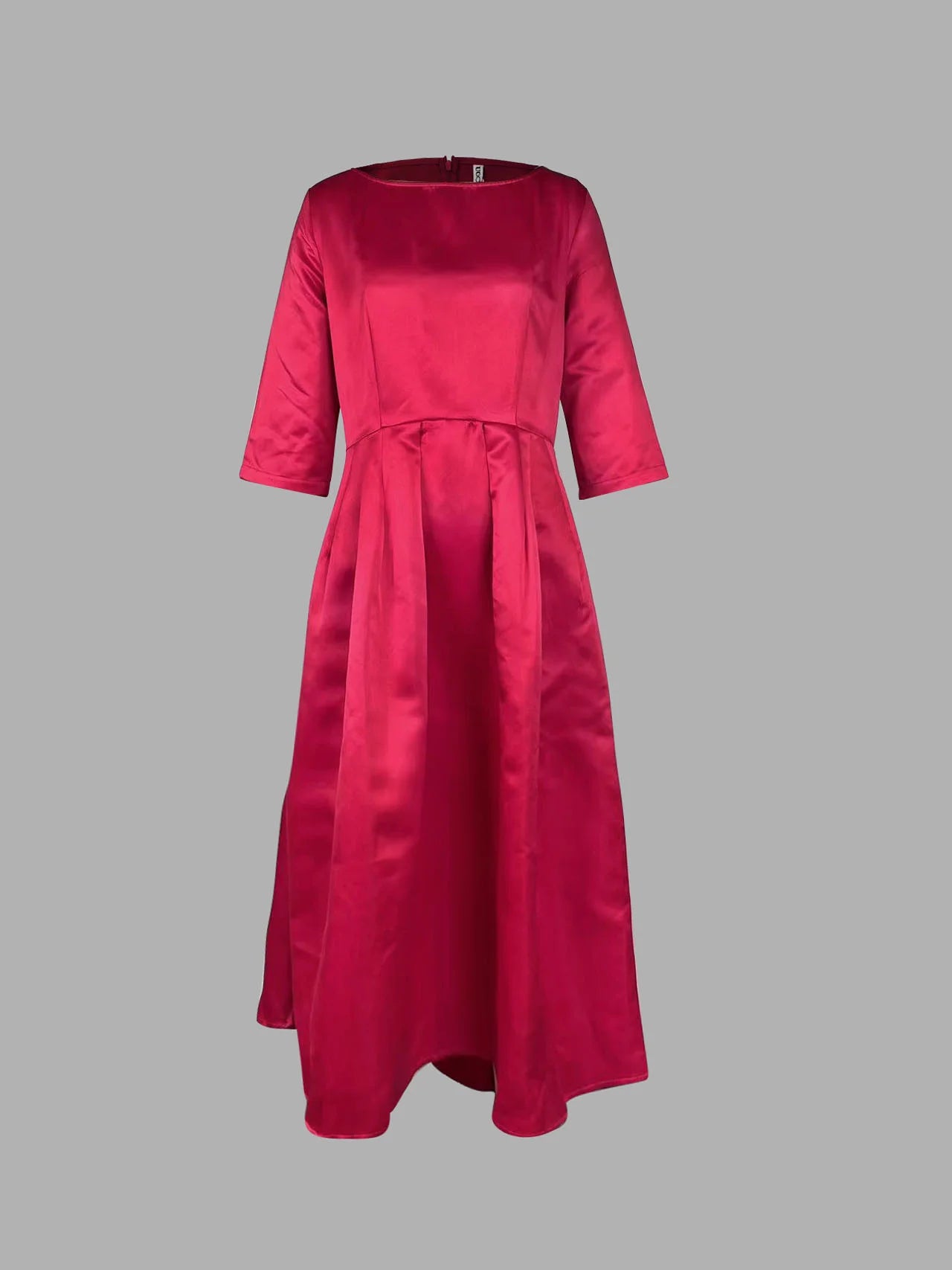 Women's Elegant Banquet Evening Midi Dresses 2025 New Spring Half Sleeves Pleated Solid Color Party A-Line Dress