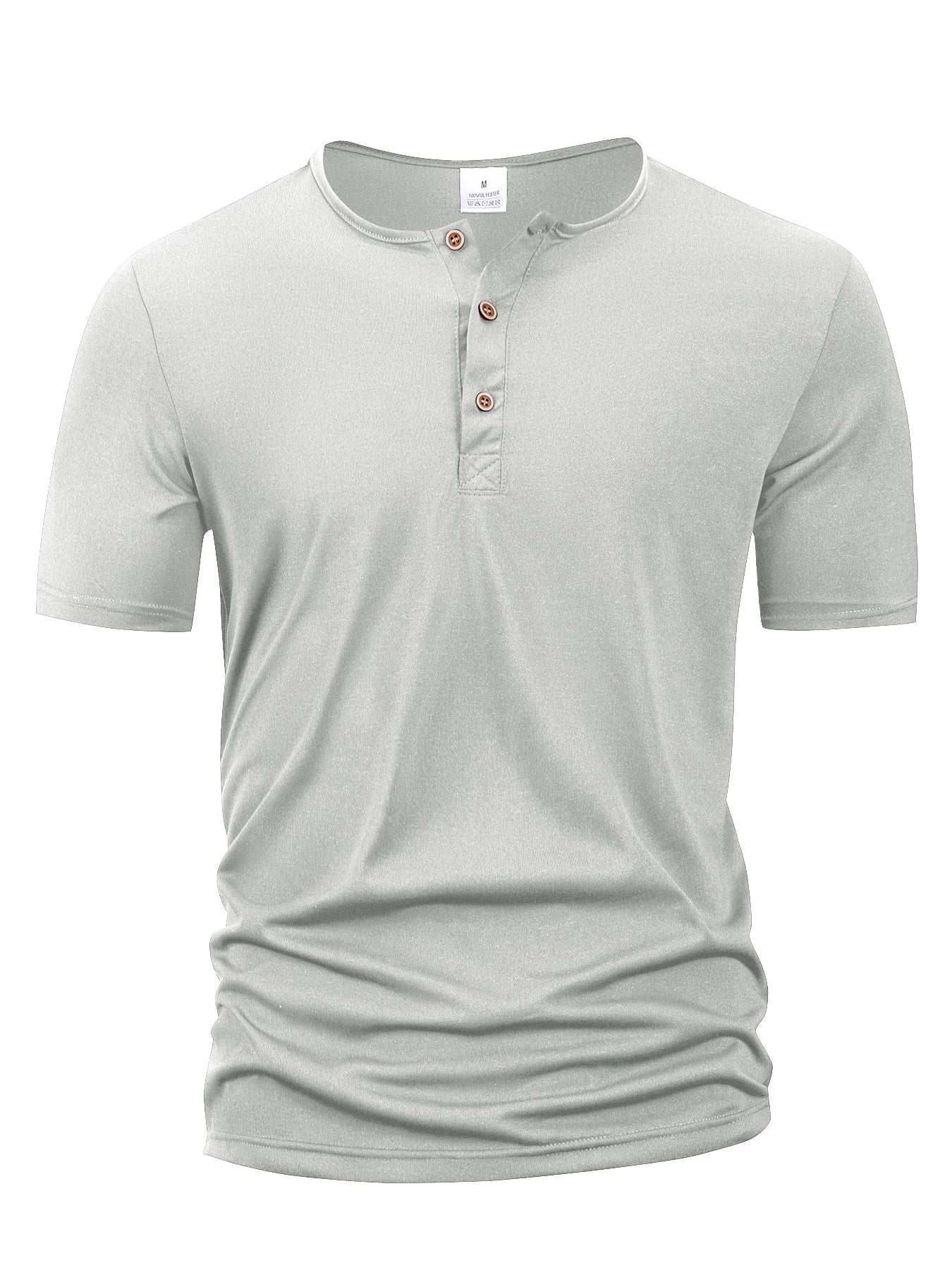 Men Henley Collar T-shirts Button Slim Casual Male Solid Color Short Sleeve Men Sports T-shirt Polo
