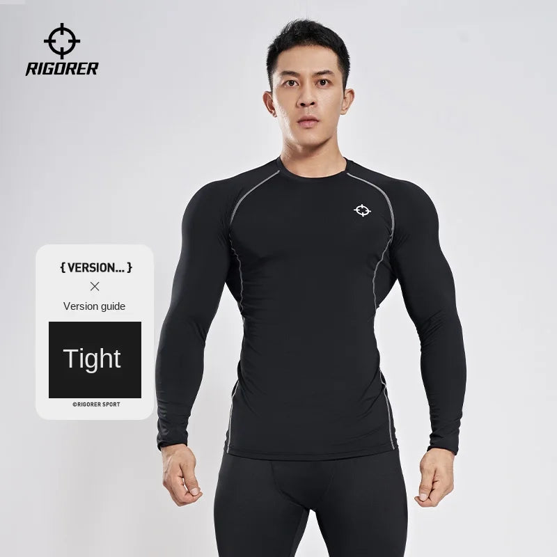 RIGORER Tight Elastic Clothing Autumn And Winter Gym t-shirt man Sportswear Long Sleeve Compression Clothing Training t shirt