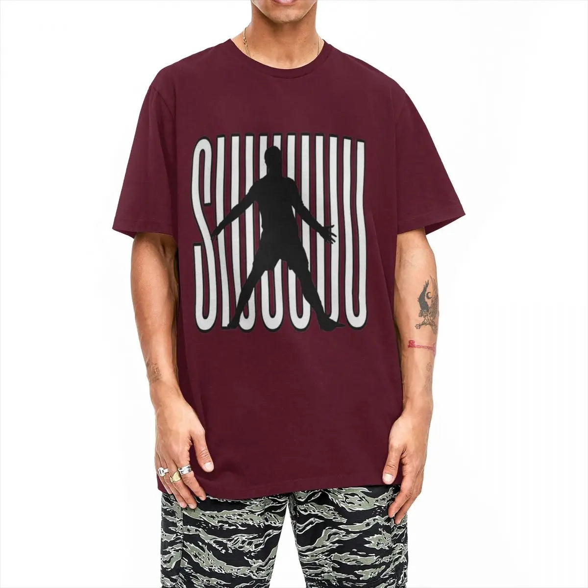 Siuuu CR7 Cristianoed Ronaldoed Funny T-Shirt Summer Y2K T Shirts 100% Cotton Popular Tee Shirt For Adult Short Sleeve DIY Tops