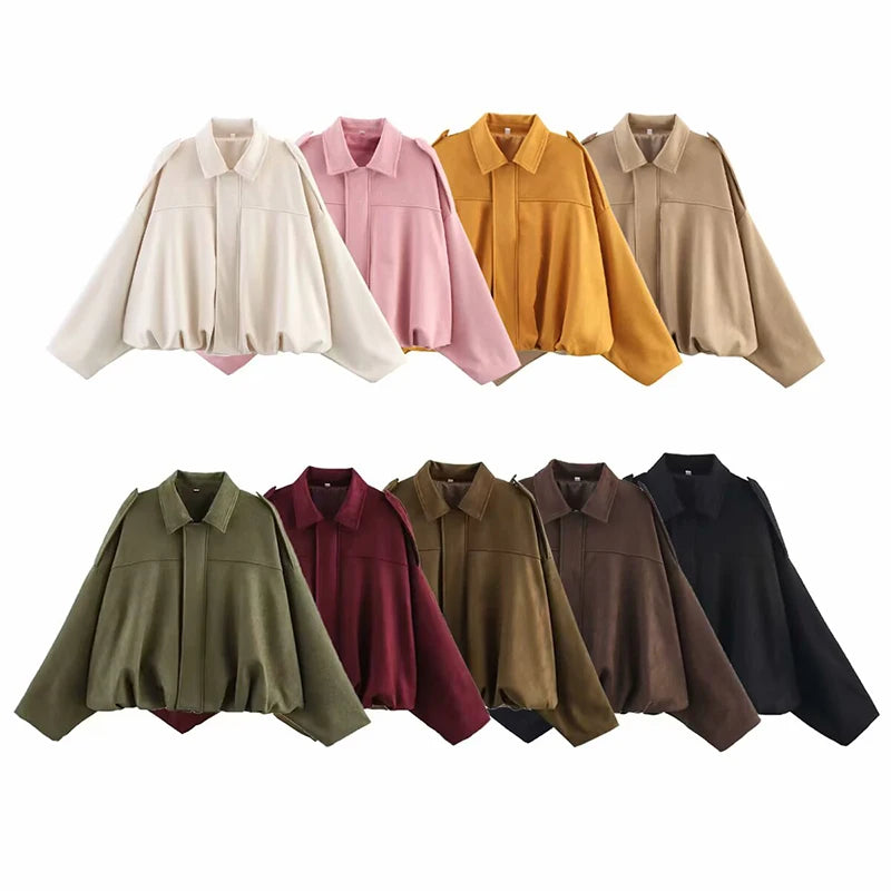 Autumn Winter Loose Jackets Coats for Women Fashion Turn-down Collar Long Sleeve Coats Casual Female Outerwear Chic Tops
