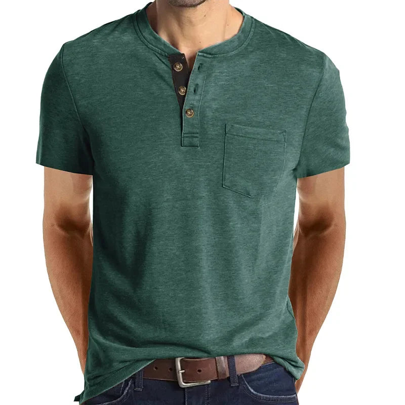 Men's T-Shirt Henley Collar Design Slim