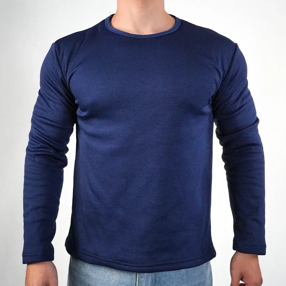 Men's Winter Thermal Long-sleeved T-shirt Wear Extreme Cold Weather Base Layer Top Fleece Lined Winter O-Neck Bottoming Shirts