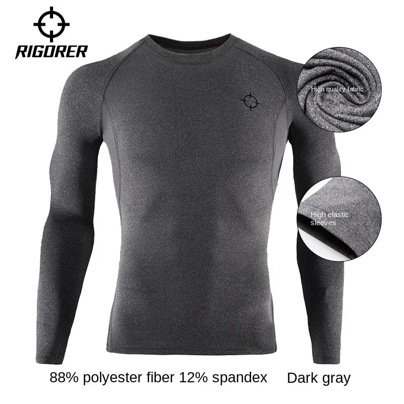 RIGORER Tight Elastic Clothing Autumn And Winter Gym t-shirt man Sportswear Long Sleeve Compression Clothing Training t shirt