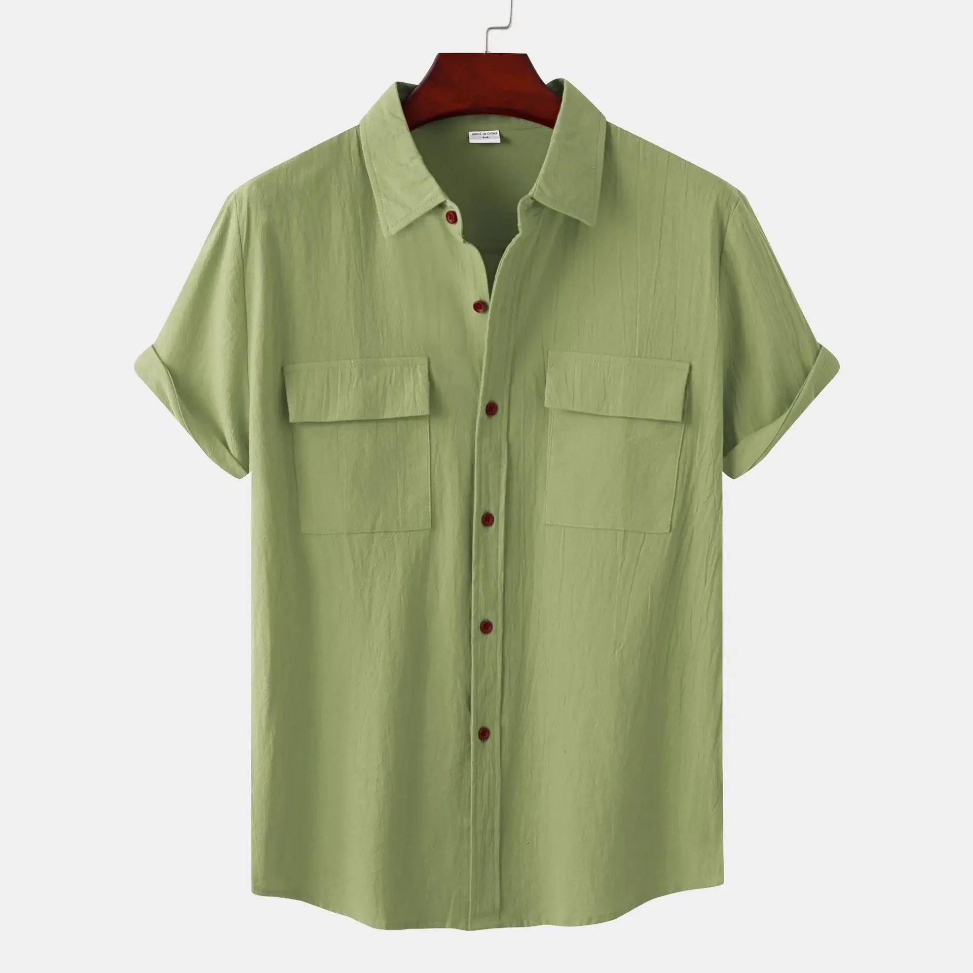 Men's Linen T Shirts Fashion Tiki Blouses cotton