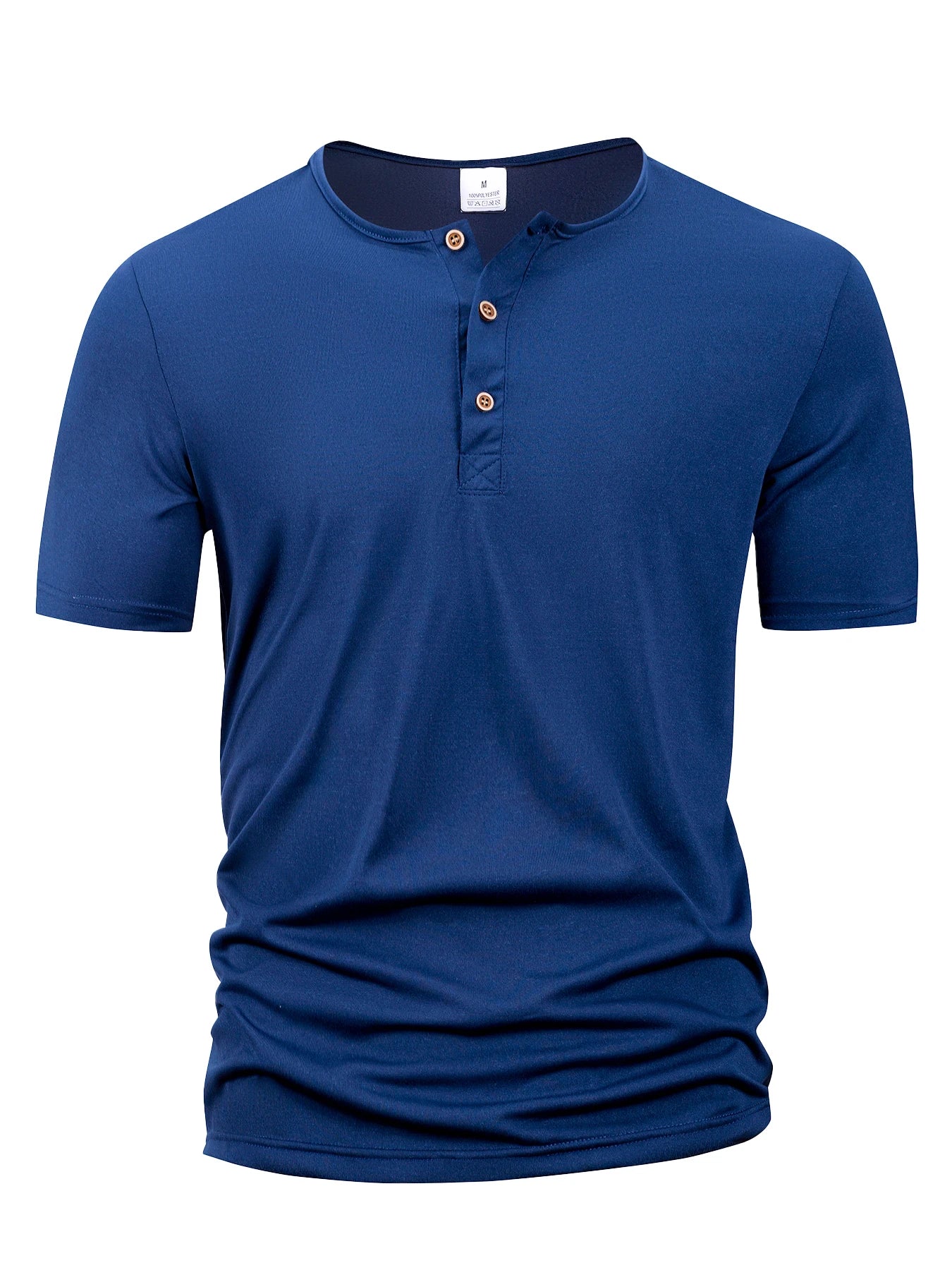 Men Henley Collar T-shirts Button Slim Casual Male Solid Color Short Sleeve Men Sports T-shirt Polo