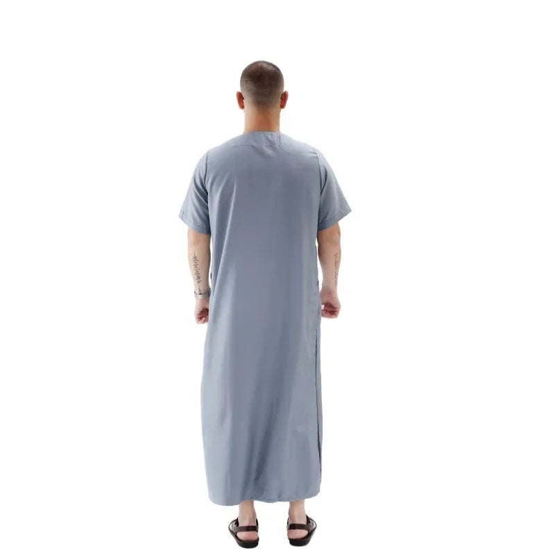 2 peice Clothing Men Kaftan Pakistan Djellaba Clothing Afghan Short sleeved Robe Thobe