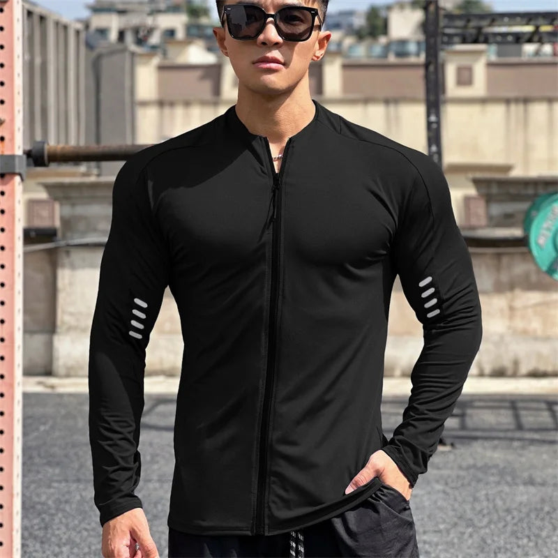 spring autumn Jacket Men Fitness Sportswear Gym Training  Cardigan zipper