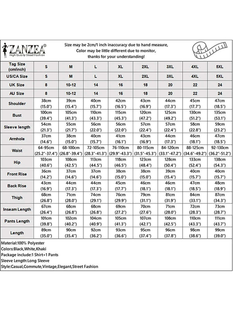 2025 ZANZEA 2 piece Fashion Autumn Long Shirt Pant Suits Women Outfts 2 Piece Sets Long Sleeve Printed Tops Trousers Casual Tracksuits