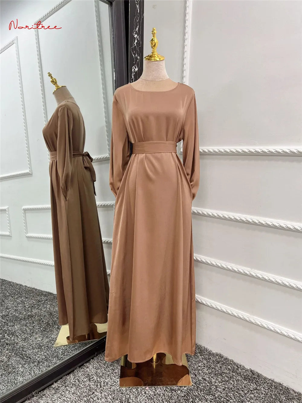 Fashion Sliky  Dress Dubai Full Length Flare Sleeved Soft Abaya 2025