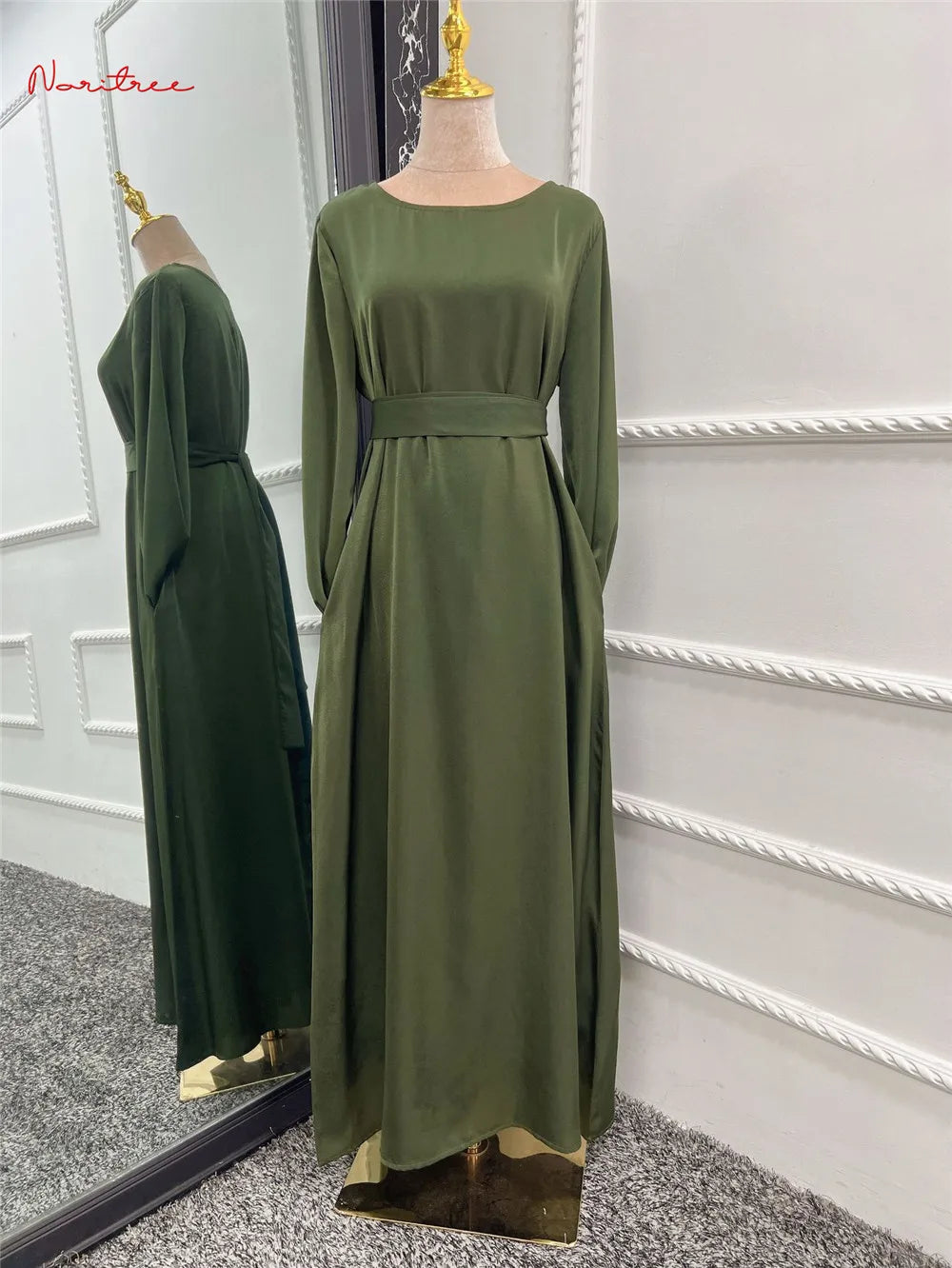 Fashion Sliky  Dress Dubai Full Length Flare Sleeved Soft Abaya 2025
