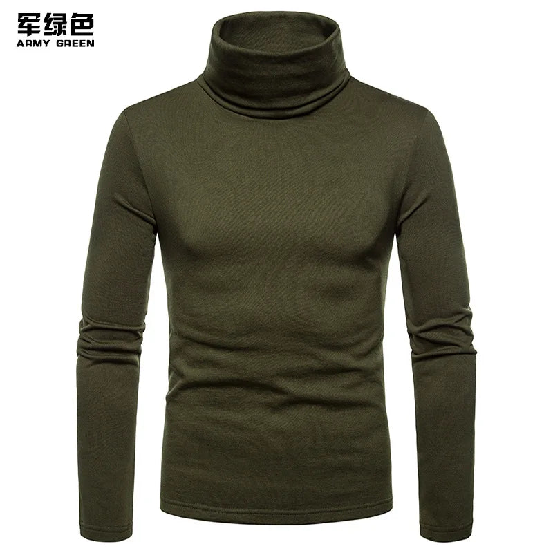 Winter Fashion Thermal Underwear Men Turtleneck T-shirts Long Sleeve Man Thermal T-shirt Men Sports First Layer Male Warm Coats