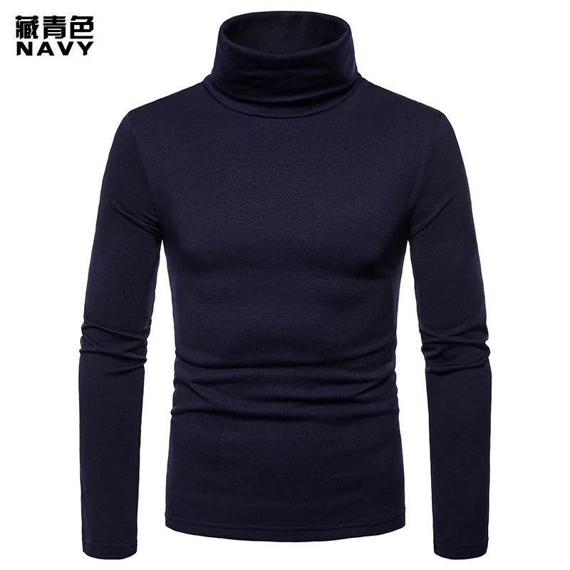 Winter Fashion Thermal Underwear Men Turtleneck T-shirts Long Sleeve Man Thermal T-shirt Men Sports First Layer Male Warm Coats