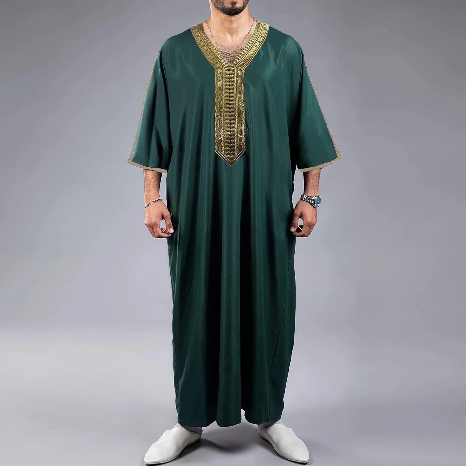 Men's Long Sleeve Embroidered Long Shirt premium Loose Clothing Arabian