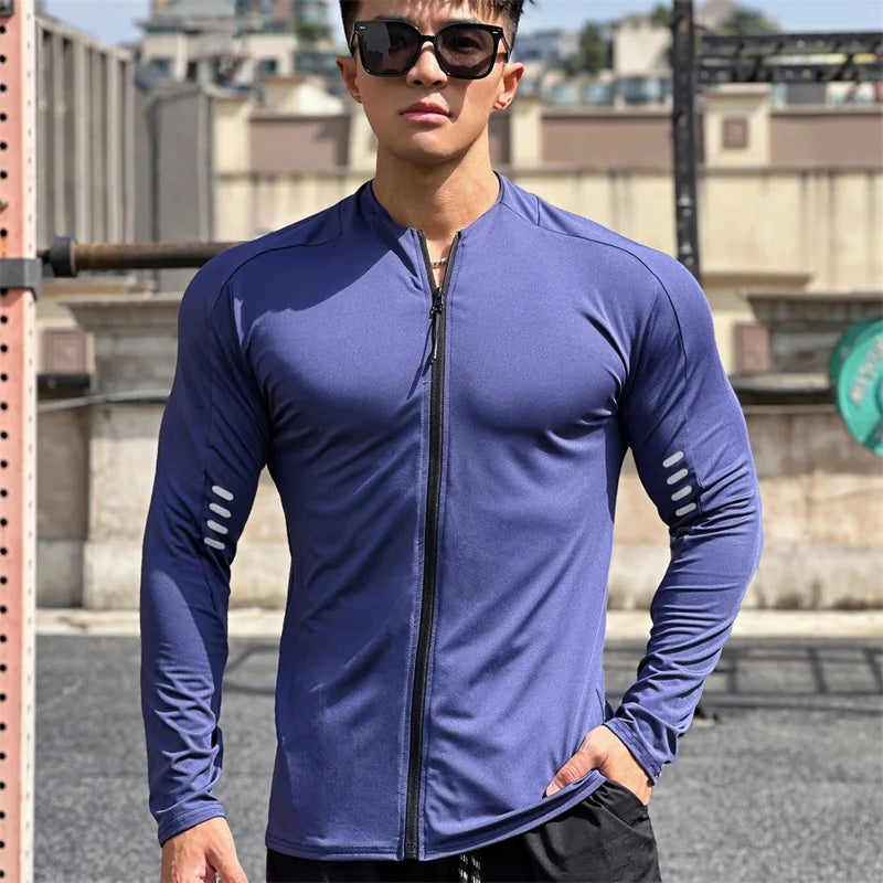 spring autumn Jacket Men Fitness Sportswear Gym Training  Cardigan zipper