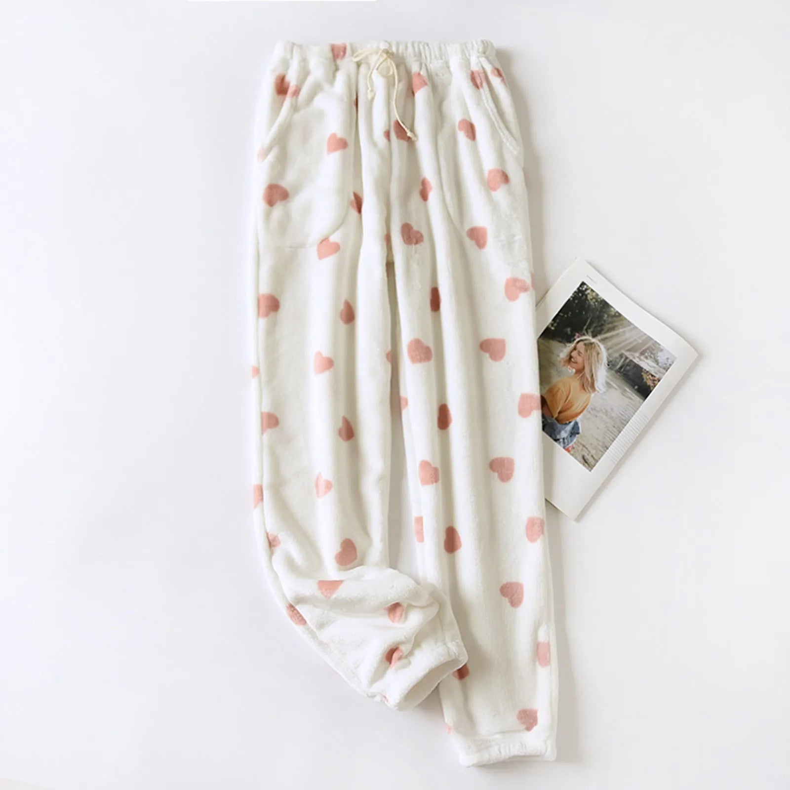 Female Winter Sleepwear Casual Home Pants Thicken Warm Women'S Trousers Flannel Pants Pajama Bottoms Coral Fleece Lounge Wear