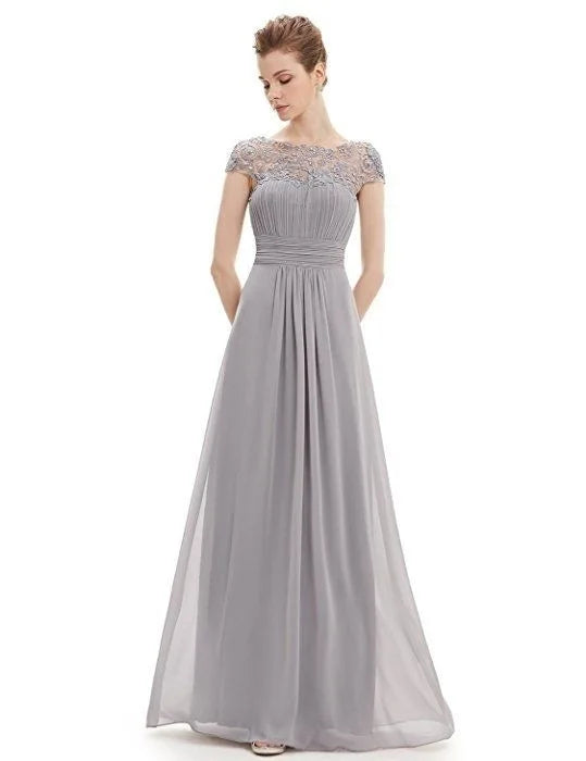 Wedding Dress Women Round Neck Short Sleeve High Waist Evening Long Dresses Lace Floral Gown Party Elegant Vestidos 2025