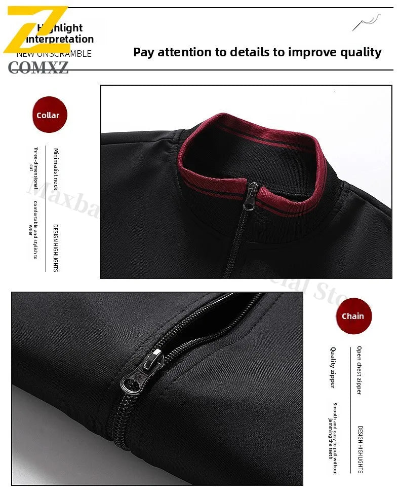 Men's Sports Suit Casual Outdoor Solid Color Versatile Stand Up Collar Top Jacket Gray Plus Size Middle-aged Men Clothing L-5XL