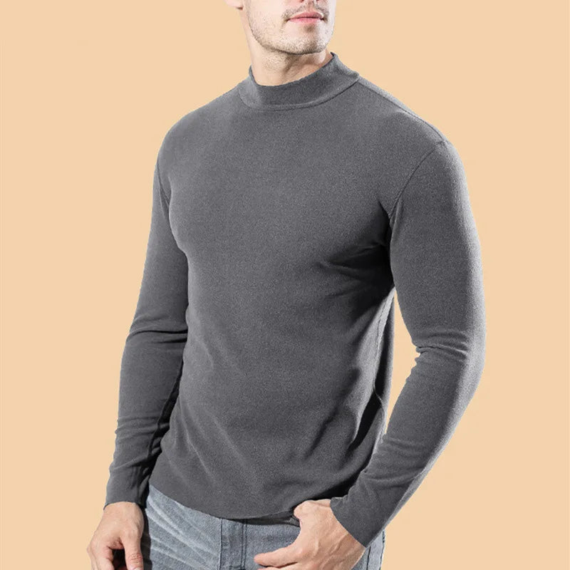 Winter Fashion Thermal Underwear Men Turtleneck T-shirts Long Sleeve Man Thermal T-shirt Men Sports First Layer Male Warm Coats