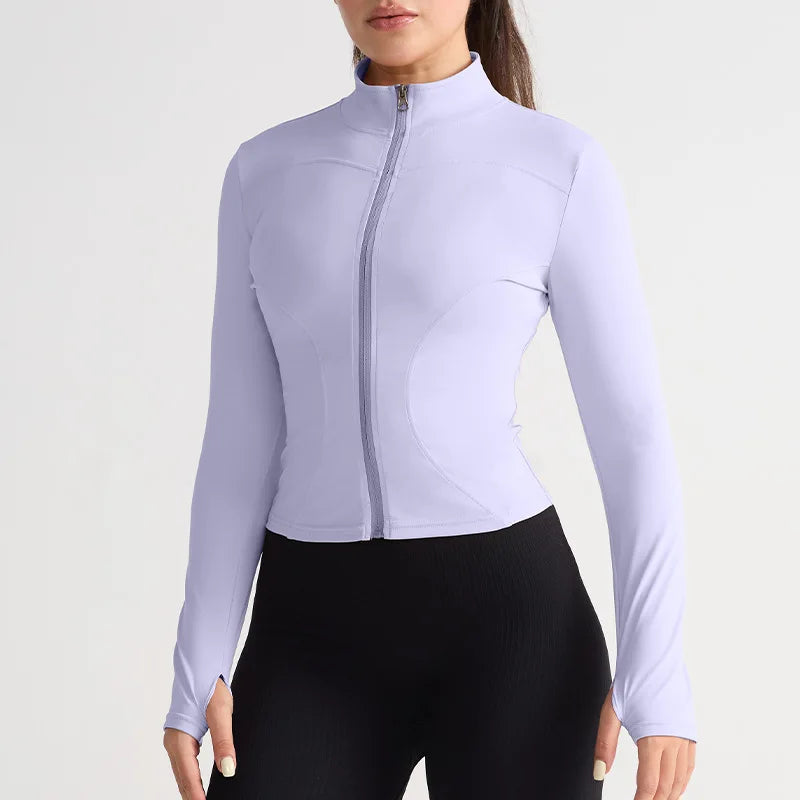 1pcs Women's Fitness Sports Jacket Zipper Long-sleeved Yoga Top Gym Running Training Yoga Clothes Quick-drying Breathable Top