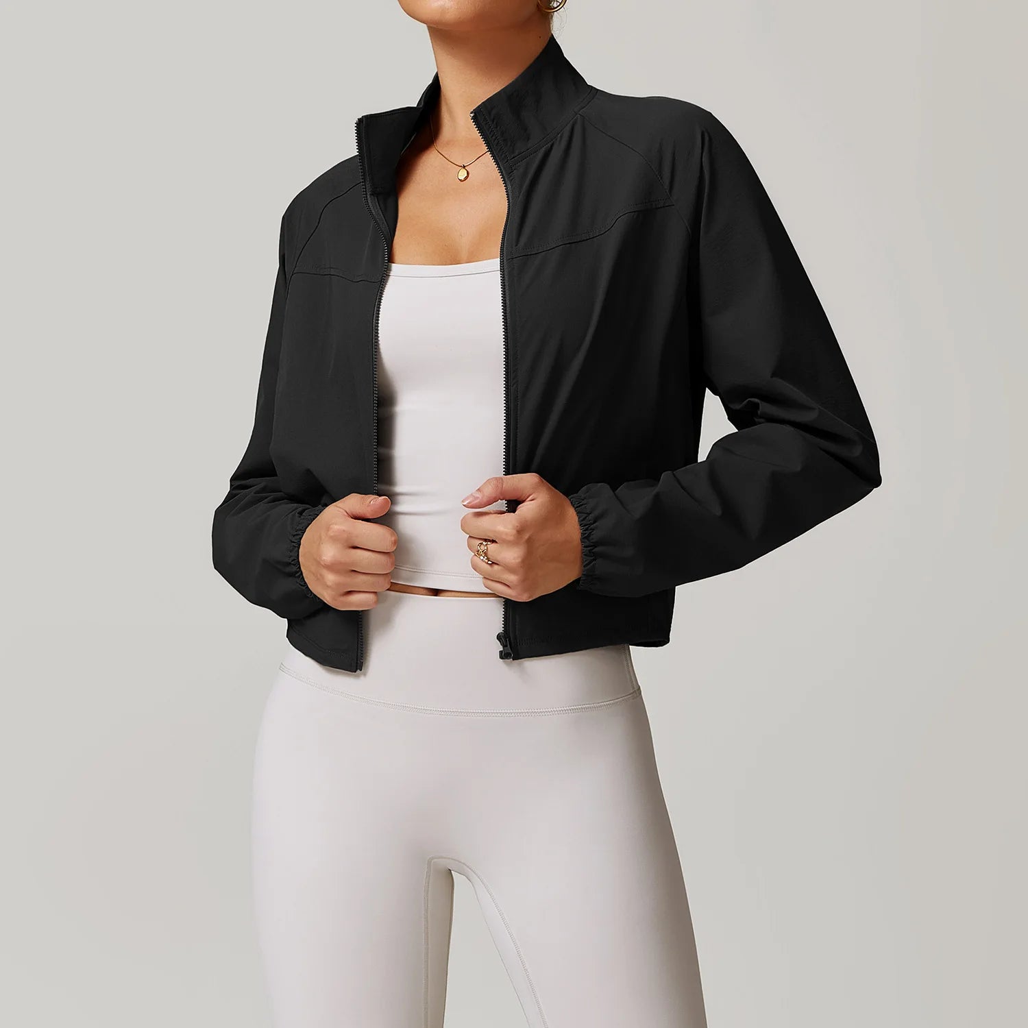 Women's Jacket Long Sleeved Outdoor Fitness Coat Yoga Crop Tops Gym Clothes Sports Tops Jacket
