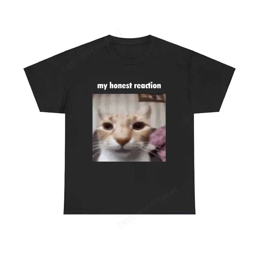 Women's My Honest Reaction T-shirts Funny Cat Printed