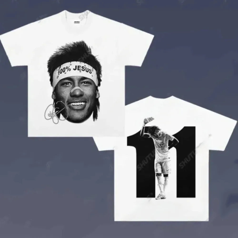 Lionel Messi Cristiano Ronaldo Neymar Jr Custom Printed Shirt Graphic T-Shirts Men (Imported)