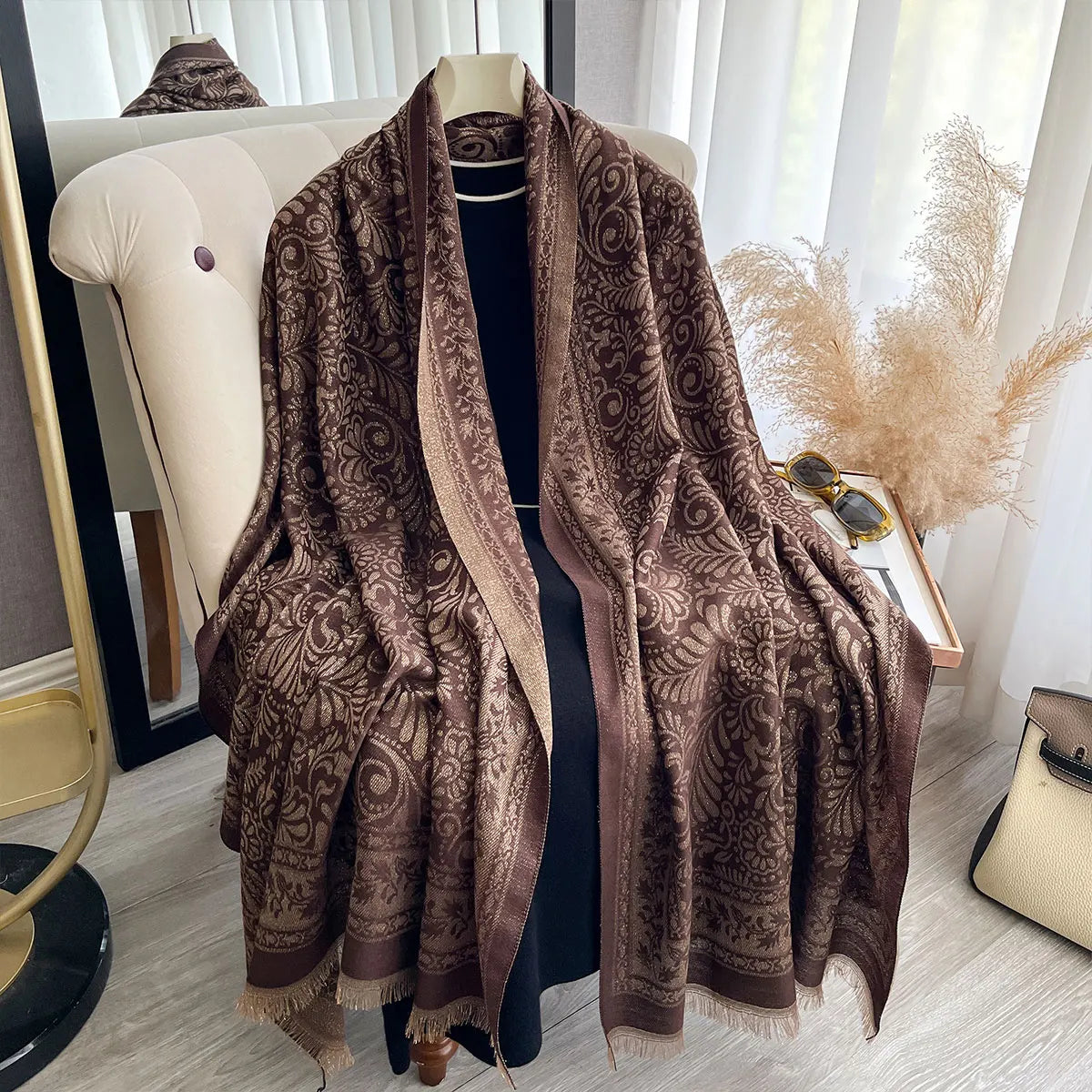 Elegant Women Long Hijab Scarf with Golden Thread Spring winter  Sun Protection Shawl Wrap Decoration Headscarf
