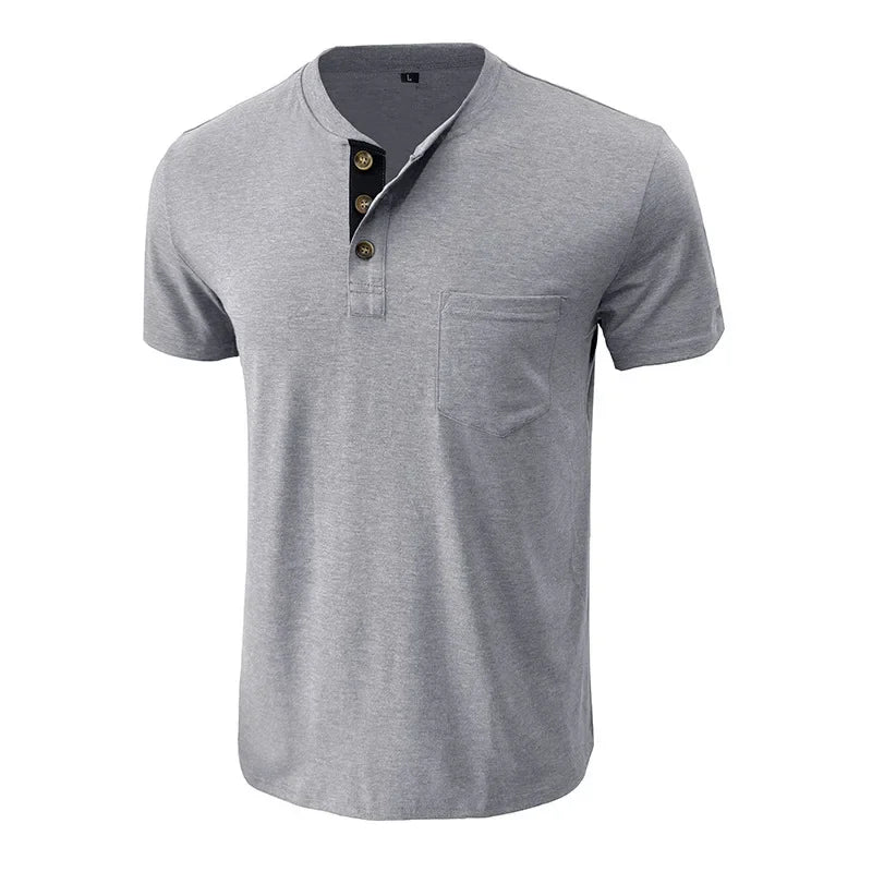 Men's T-Shirt Henley Collar Design Slim