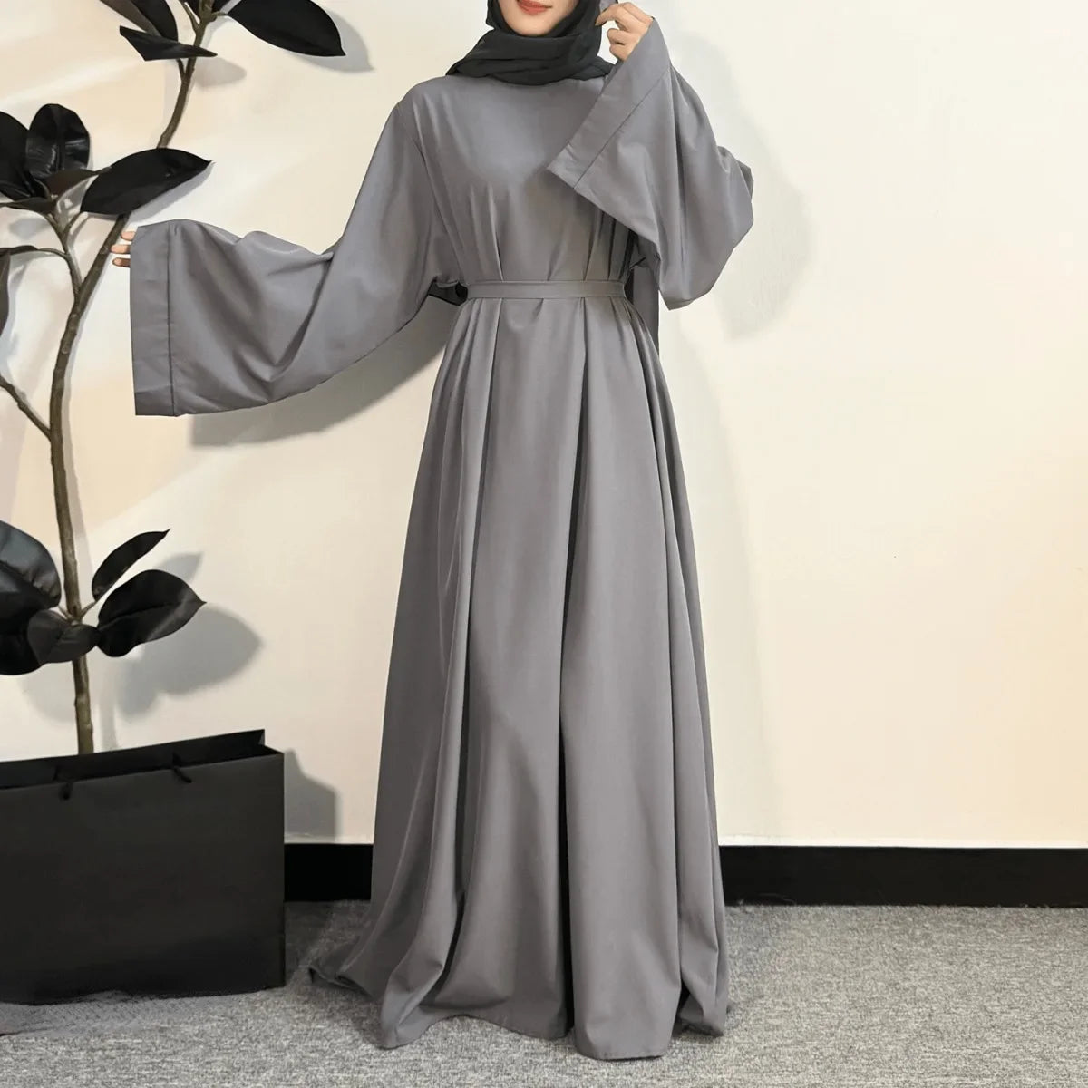 Abayas Women Kaftans Prayer Dress With Belt Full Sleeve  Clothing Robe  Dresses Women Jilbabs