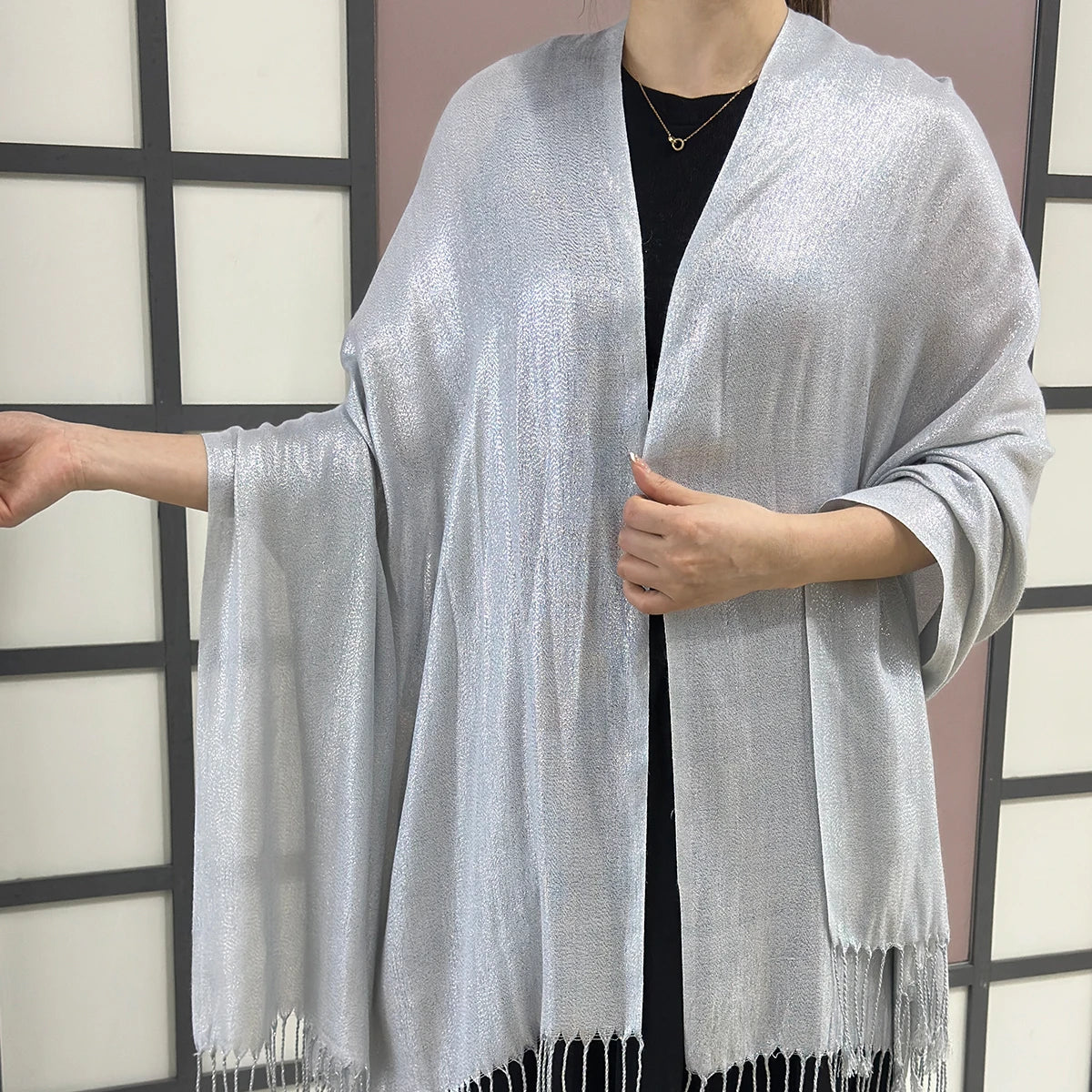 Women's shawl Winter /summer female flow Sue silver silk dance dinner party scarf