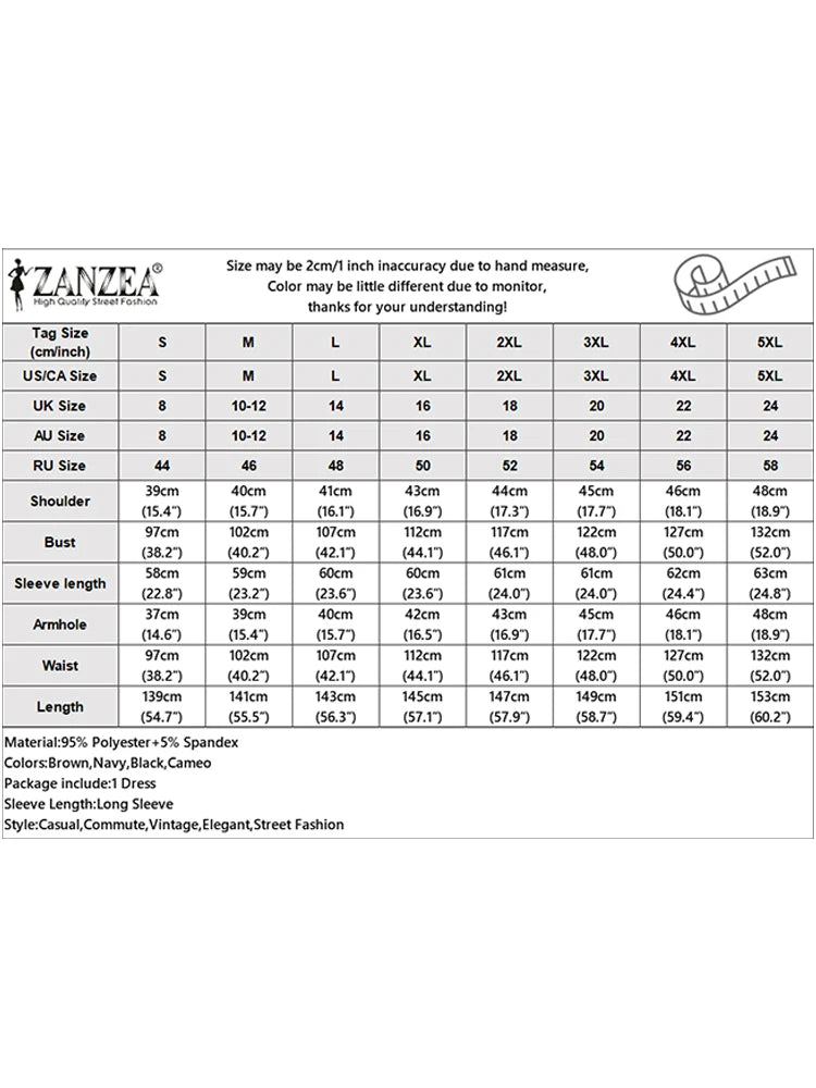 Women Autumn Patchwork Dresses 2025 ZANZEA  Abaya Robe Femme Elegant Long Sleeve Solid Pleated Sundress Clothing