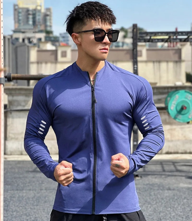 spring autumn Jacket Men Fitness Sportswear Gym Training  Cardigan zipper