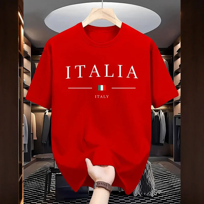 Italian Fashion T-shirts for Men High Quality 100% Cotton O-neck Short Sleeved Summer Daily Casual Sports Cool Tees City Vibe Tops