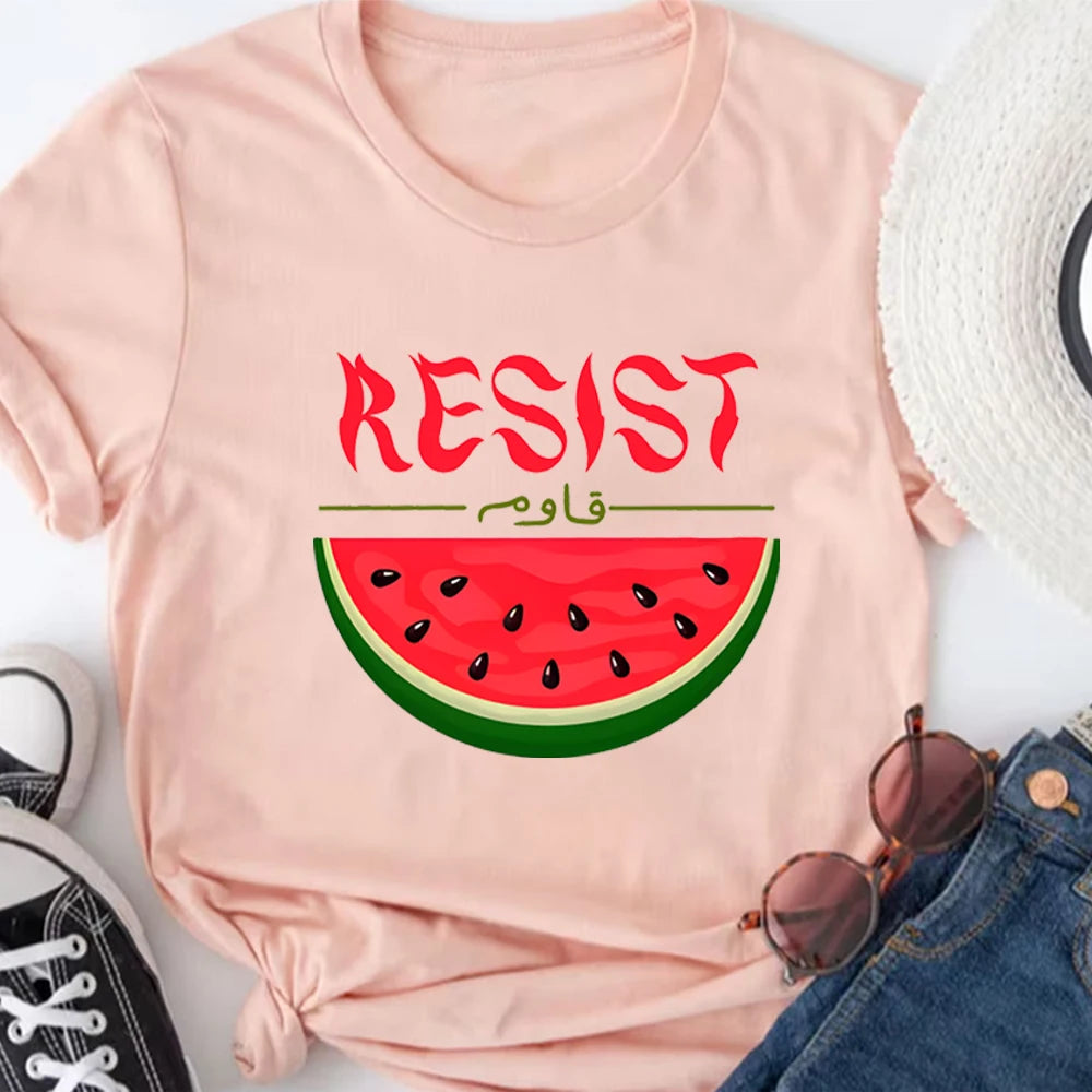 Watermelon Palestine Resist Shirts This Is Not A Watermelon Shirt Human Rights Tee Watermelon Flag Tshirt Trendy Unisex Short Sleeves Tops