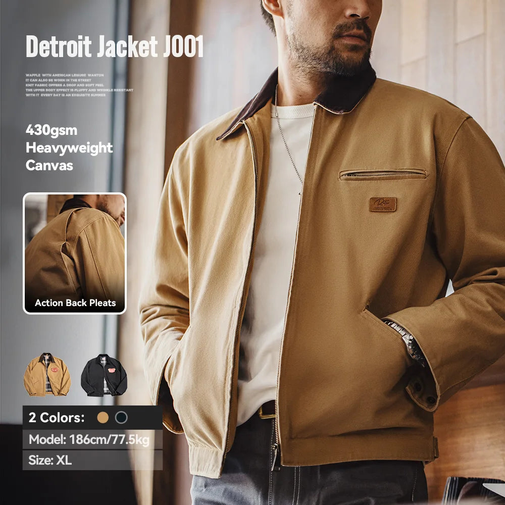Men's jackets Maden Retro Canvas Detroit Hunting Heavyweight Pocket Work Lapel Collar