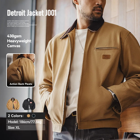 Men's jackets Maden Retro Canvas Detroit Hunting Heavyweight Pocket Work Lapel Collar