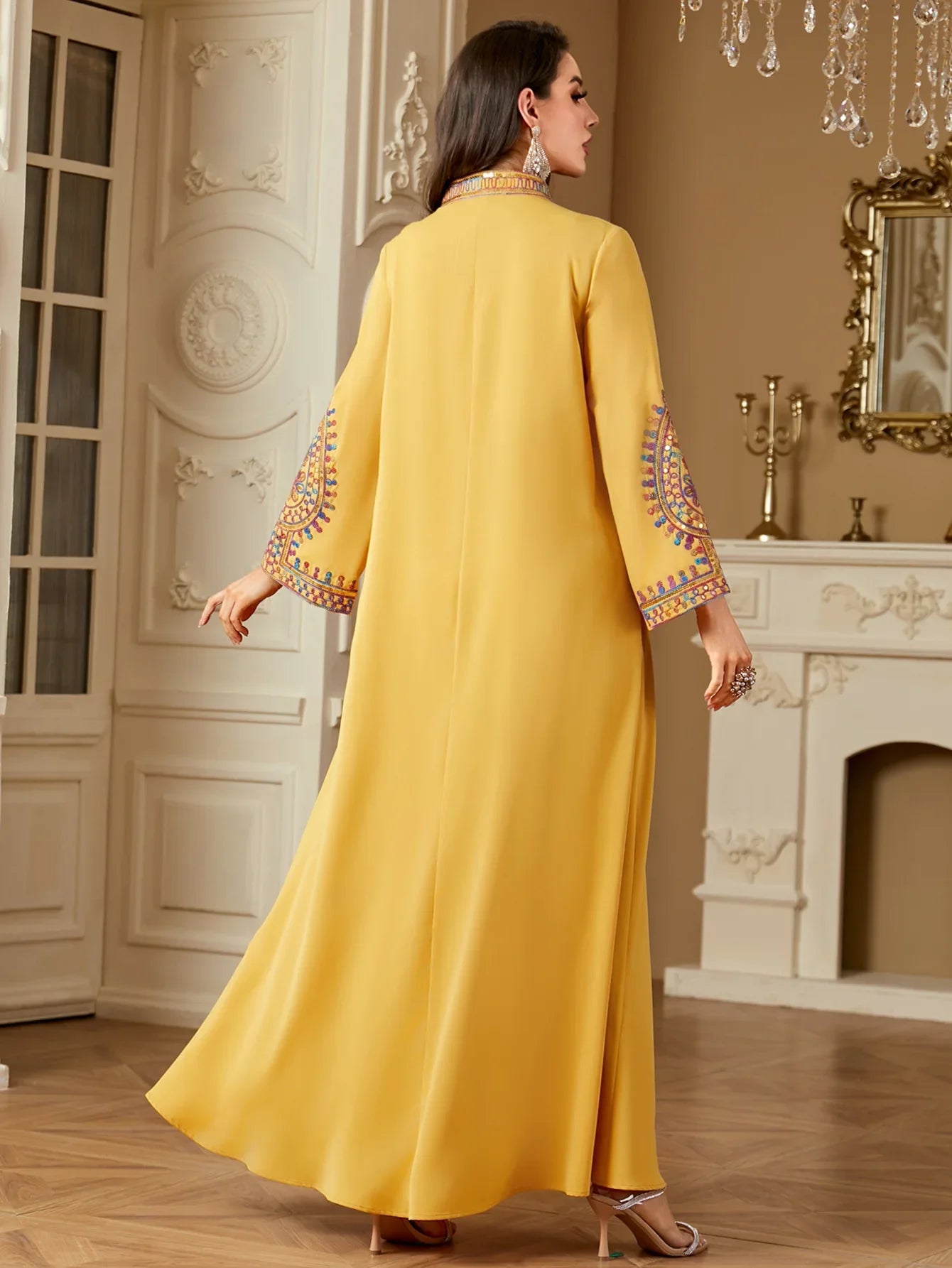 2025 Ramadan  Women Embroidery Long Dress Gulf Jalabiya Abaya Eid Djellaba Vestidos
