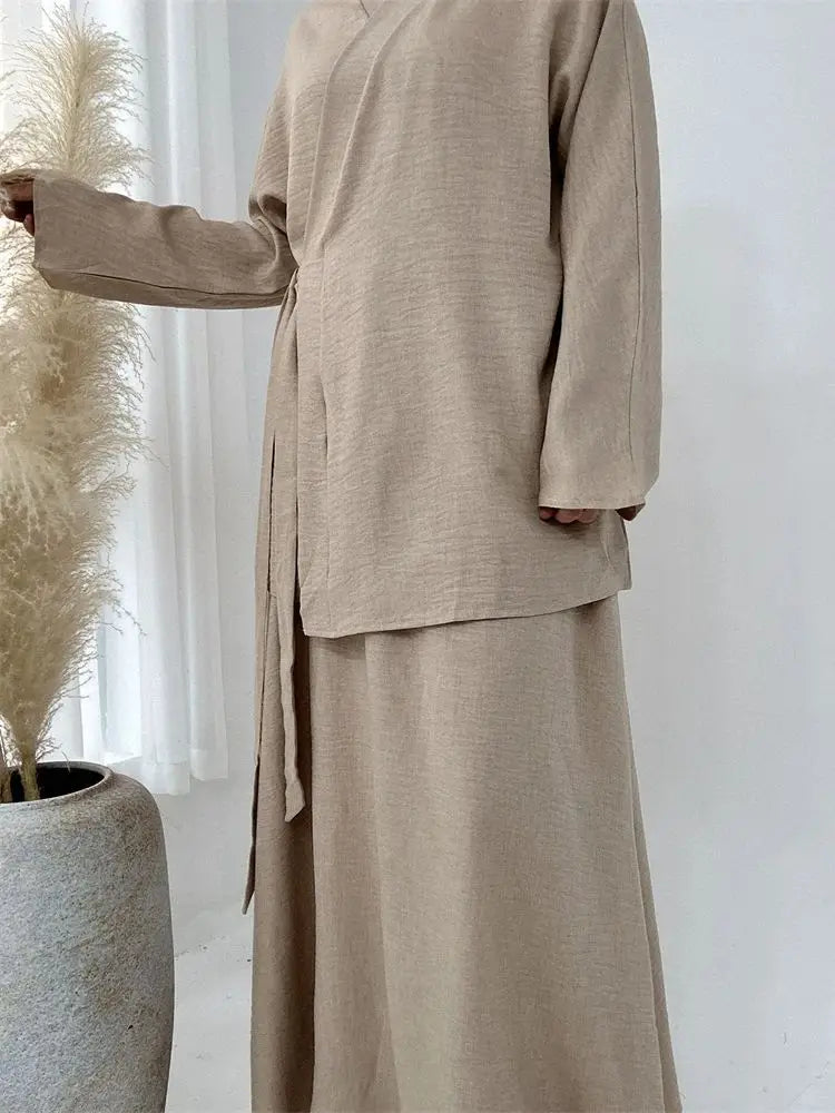 2 Piece Abaya Set Tops Skirt Sets Abayas For Women Robe