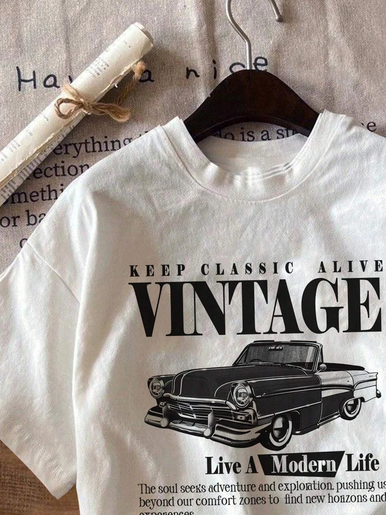 Vintage Car Print Women T-Shirts Street Breathable Comfortable Short Sleeve  Loose Sports Female