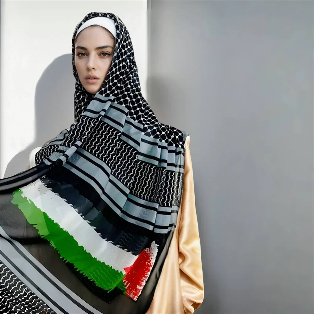 NEW Kuffiyeh Hijab Palestinian Chiffon Scarf Women  Scarves Shawl Lady Print