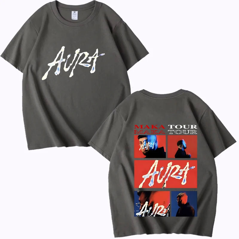 Rapper Maka Aura 2025 Tour Merch T Shirts  men women Oversized 100% Cotton Hot sale short sleeve Summer  Unisex plus size tops