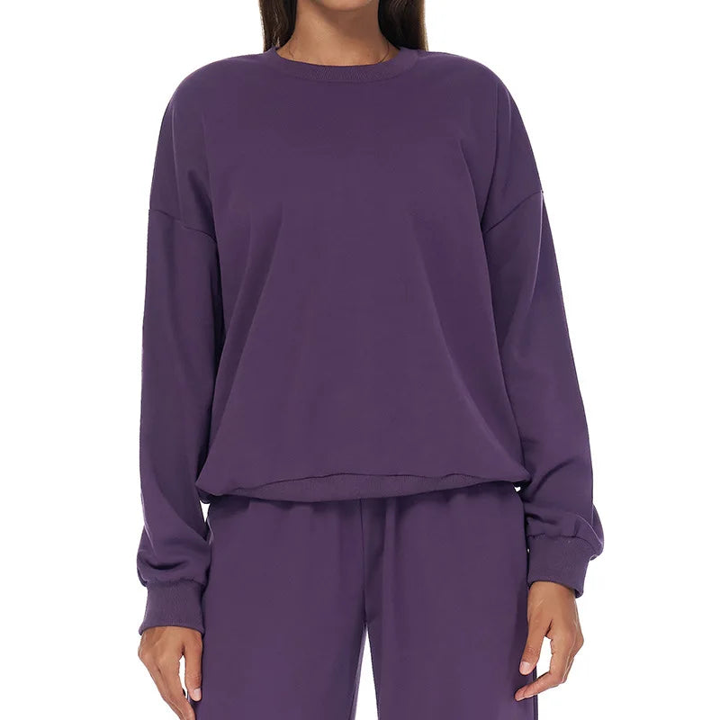 Winter Sports Women loose and Casual Round Neck Long Sleeved. t shirt  Fashionable VersatileRunning