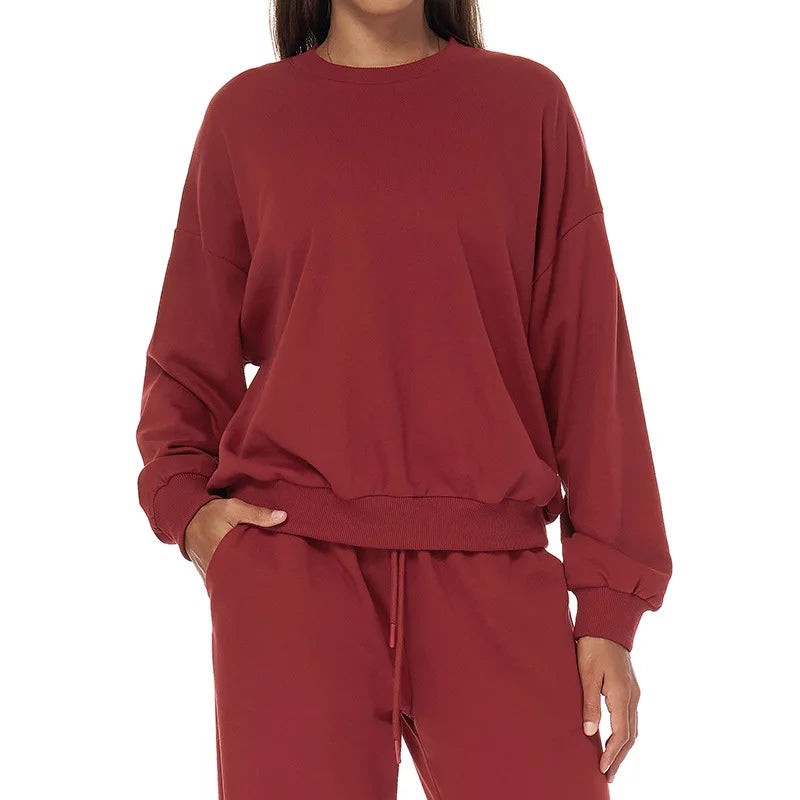 Winter Sports Women loose and Casual Round Neck Long Sleeved. t shirt  Fashionable VersatileRunning